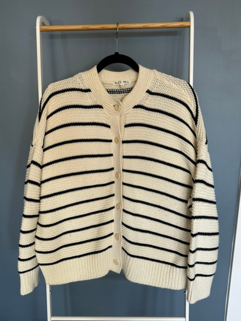 Alex Mill Nico Chunky Stripe Cotton Cardigan XL